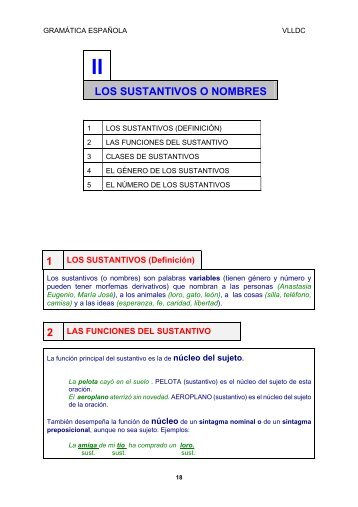 LOS SUSTANTIVOS O NOMBRES