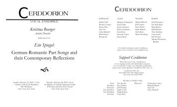 to see the program - Cerddorion