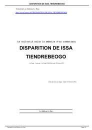 DISPARITION DE ISSA TIENDREBEOGO - Le Pays