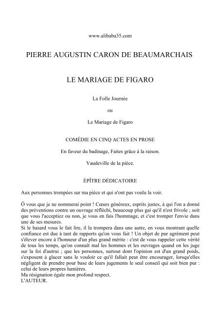 Texte Integral Du Mariage De Figaro Bac De Francais