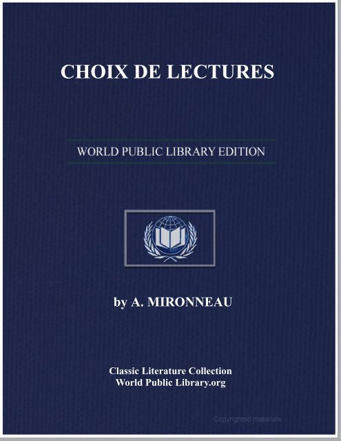 CHOIX DE LECTURES - World eBook Library