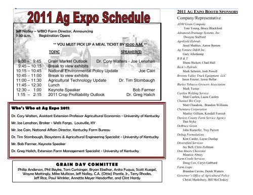 Who's Who at Ag Expo 2011 - University of Kentucky Cooperative ...