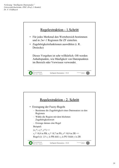 Aufbau der Vorlesung Gliederung: Fuzzy Logik - CES