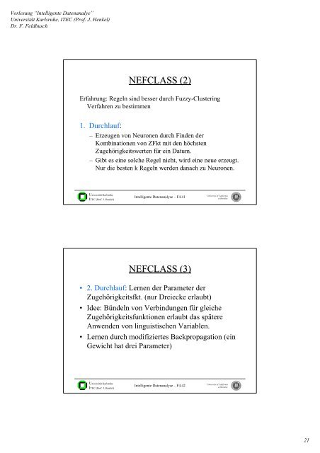 Aufbau der Vorlesung Gliederung: Fuzzy Logik - CES