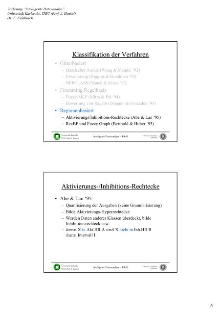 Aufbau der Vorlesung Gliederung: Fuzzy Logik - CES