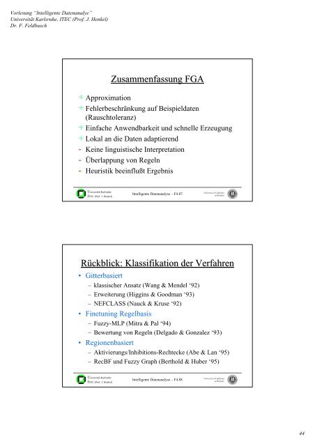 Aufbau der Vorlesung Gliederung: Fuzzy Logik - CES