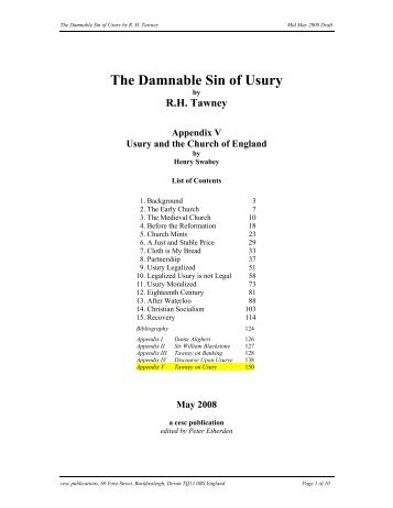 The Damnable Sin of Usury by RH Tawney - CESC