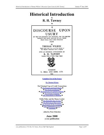 Historical Introduction to Thomas Wilson's Discourse Upon ... - CESC