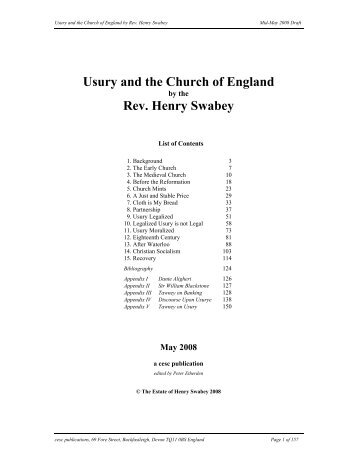 Usury and the Church of England - CESC