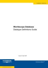 Worldscope Database Datatype Definitions Guide