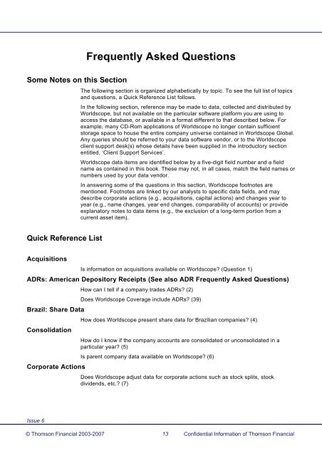 Worldscope Database Datatype Definitions Guide