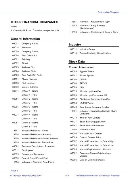 Worldscope Database Datatype Definitions Guide