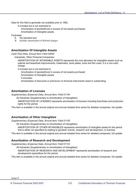 Worldscope Database Datatype Definitions Guide