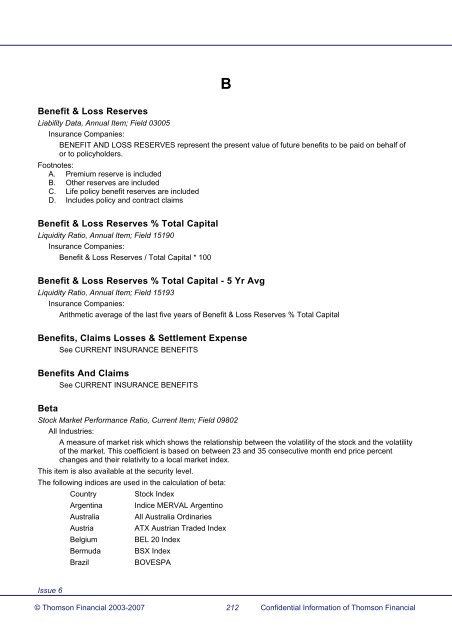 Worldscope Database Datatype Definitions Guide