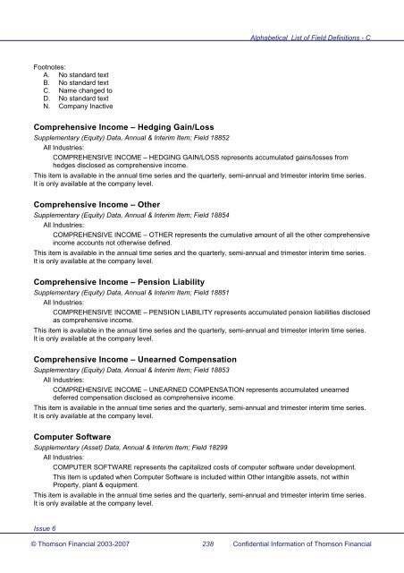 Worldscope Database Datatype Definitions Guide