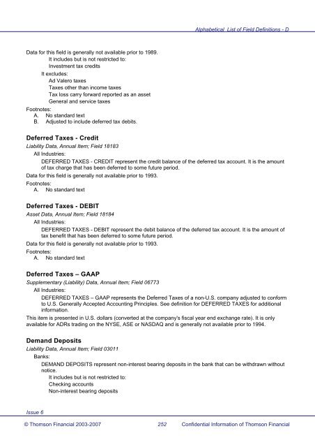 Worldscope Database Datatype Definitions Guide