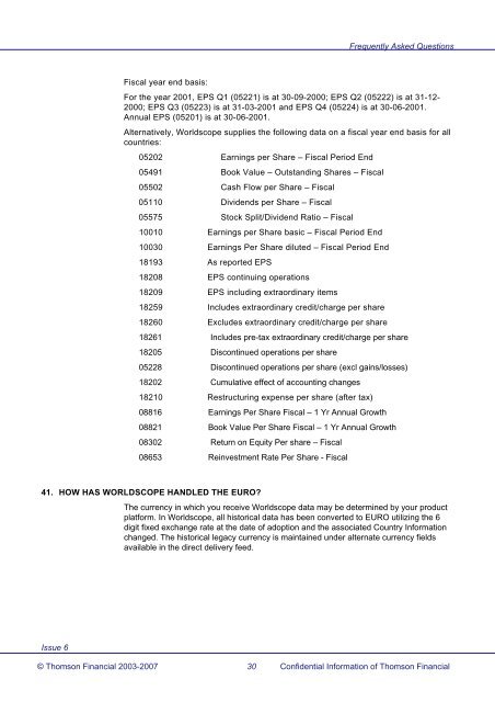 Worldscope Database Datatype Definitions Guide