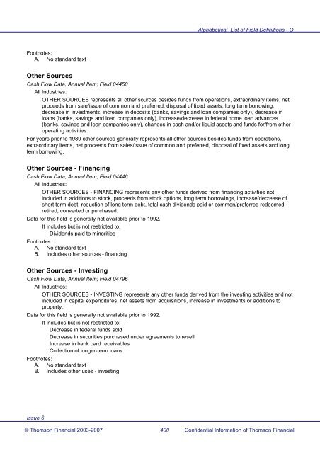 Worldscope Database Datatype Definitions Guide