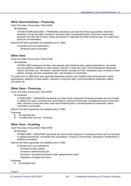 Worldscope Database Datatype Definitions Guide