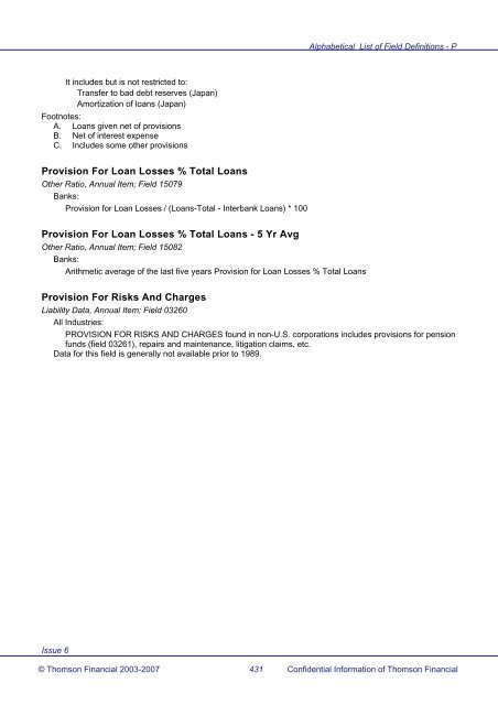 Worldscope Database Datatype Definitions Guide