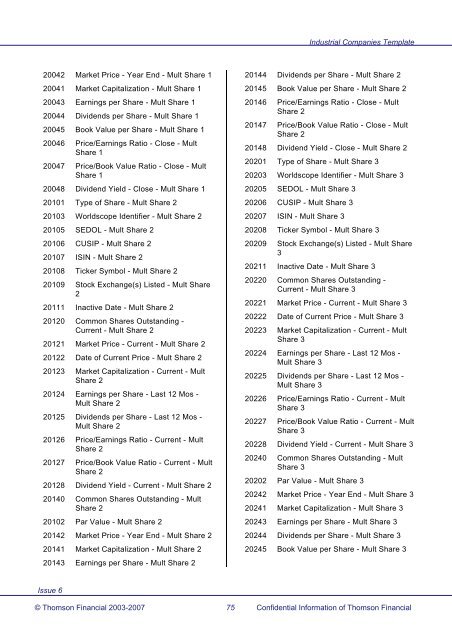 Worldscope Database Datatype Definitions Guide