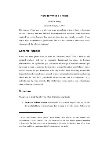 How to Write a Thesis General Purpose Structure - Maug