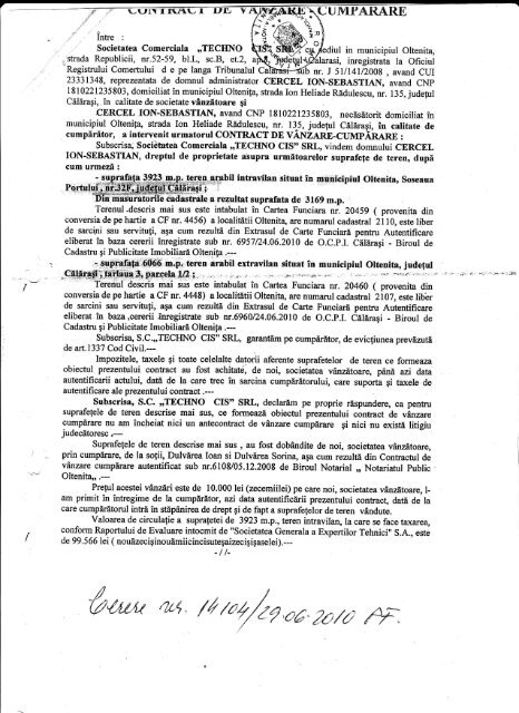 Contract vanzare-cumparare Tehnocis-Cercel - Express de Calarasi