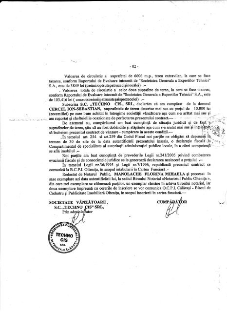 Contract vanzare-cumparare Tehnocis-Cercel - Express de Calarasi