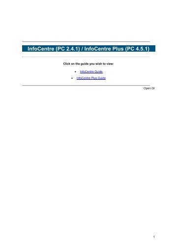 InfoCentre (PC 2.4.1) / InfoCentre Plus (PC 4.5.1) - Open GI
