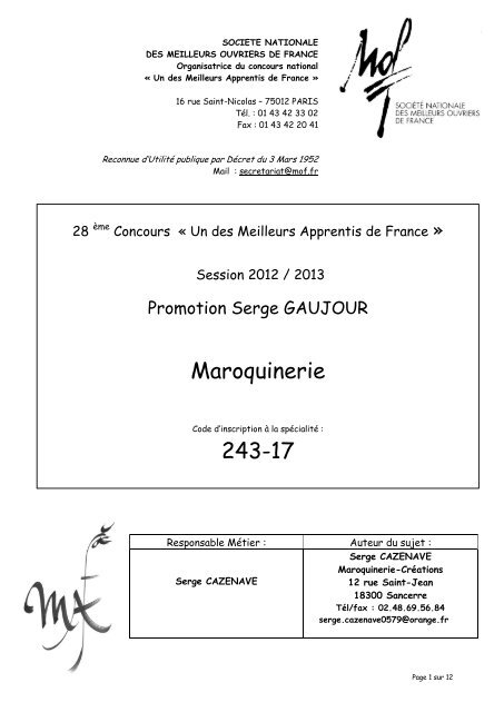 Maroquinerie 243-17 - Meilleurs Ouvriers de France