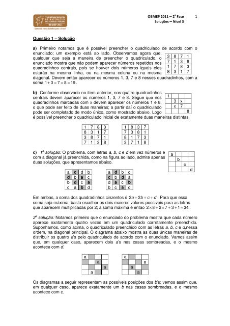 Visualizar soluções em PDF - Obmep