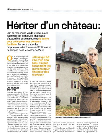 Hériter d'un château: la poisse? - Les châteaux de la Suisse