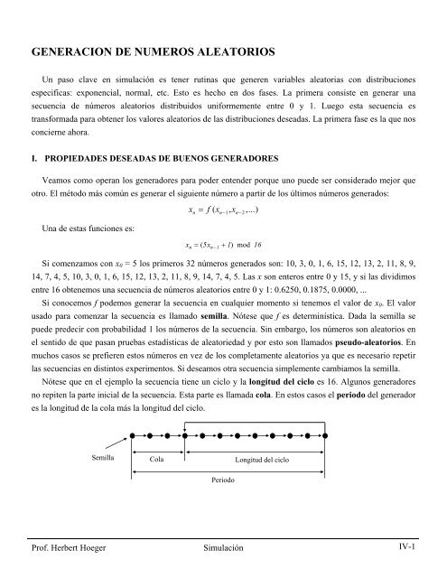 GENERACION DE NUMEROS ALEATORIOS - Web del Profesor