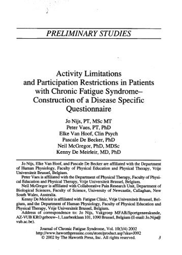 Nijs et al., 2002 (pdf). - CFIDS-CAB.Org