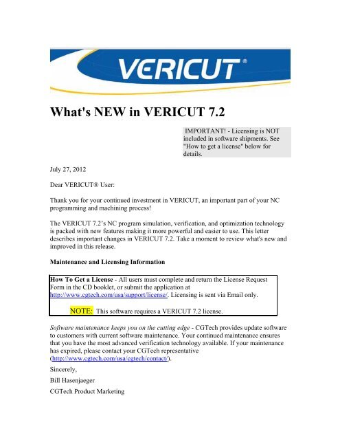 Vericut 7 2 Releases Notes Cgtech