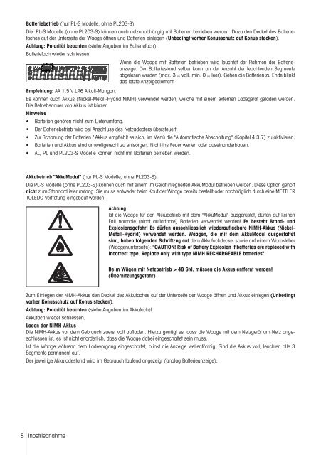 Bedienungsanleitung Classic Light Waagen AL/PL ... - Mettler Toledo