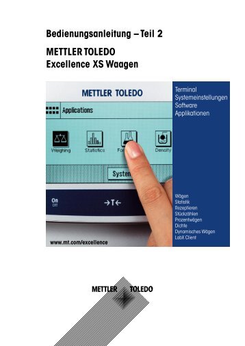 Bedienungsanleitung - Teil 2 für Excellence XS ... - Mettler Toledo