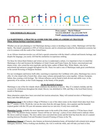 Muriel Wiltord FOR IMMEDIATE RELEASE Tel - Martinique