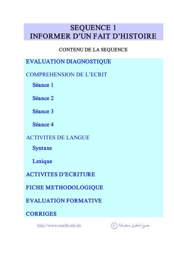 SEQUENCE 1 INFORMER D'UN FAIT D'HISTOIRE - onefd