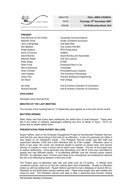 PRESENT Paul Burman (in the Chair) Corporate Communications ... PRESENT Paul Burman (in the Chair) Corporate Communications ...