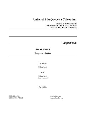 CANEVAS DU RAPPORT FINAL - UQAC