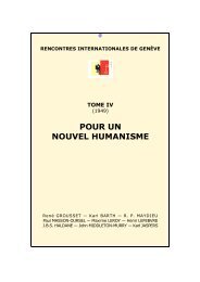 Pour un nouvel humanisme - Rencontres Internationales de Genève