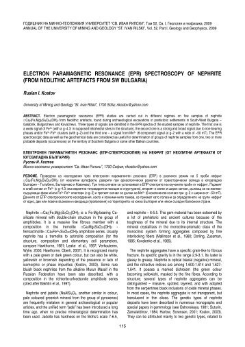 electron paramagnetic resonance (epr) spectroscopy of nephrite