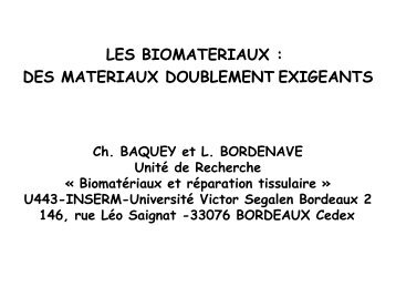 Les biomatériaux : des matériaux doublement exigeants - e2Phy