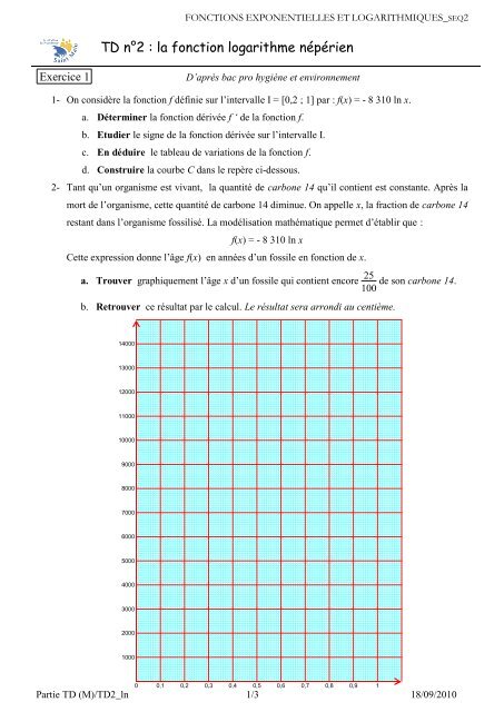 TD n°2 : la fonction logarithme népérien