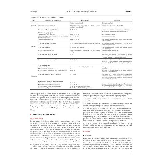 Atteintes multiples des nerfs crâniens - Psychologie - M. Fouchey