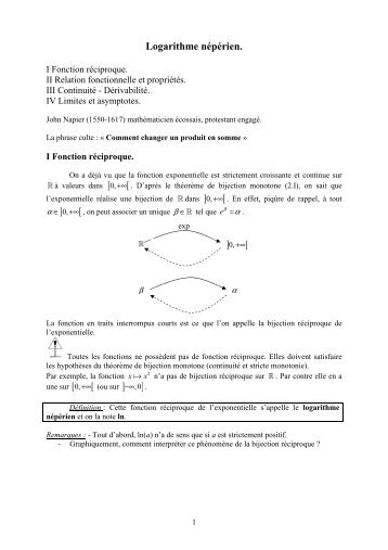 Logarithme népérien - Thierry Sageaux