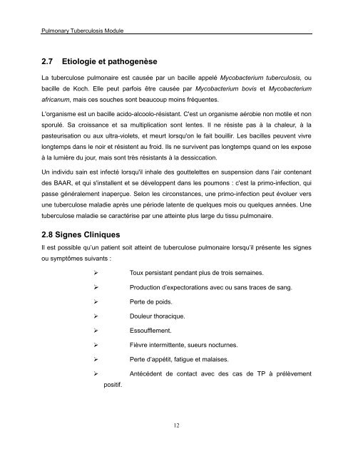 Module sur la Tuberculose Pulmonaire - The Carter Center