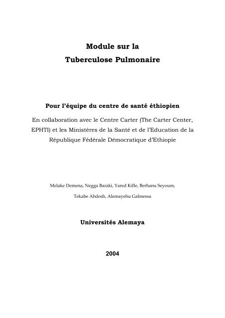 Module sur la Tuberculose Pulmonaire - The Carter Center