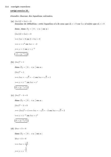 Fonction logarithme neperien - Examen corrigé